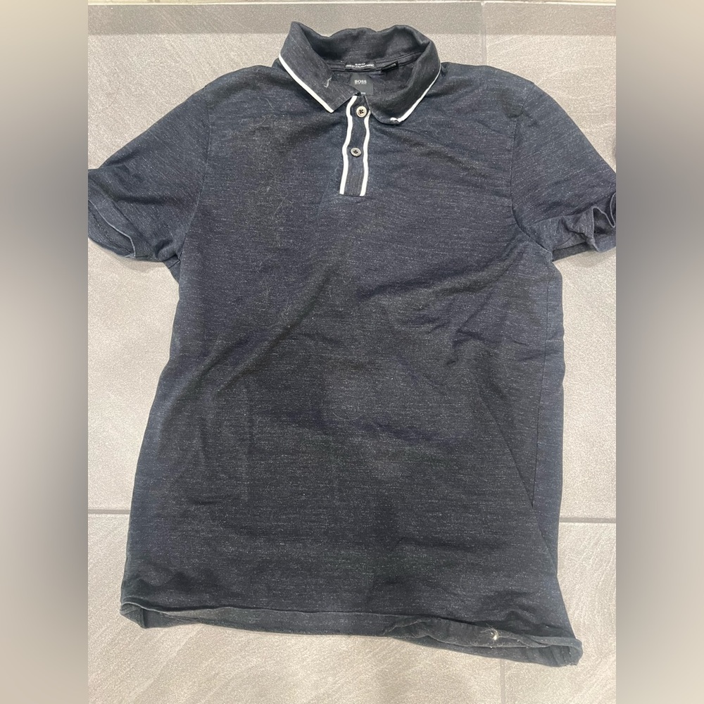 Hugo Boss Men’s black and white slim fit polo